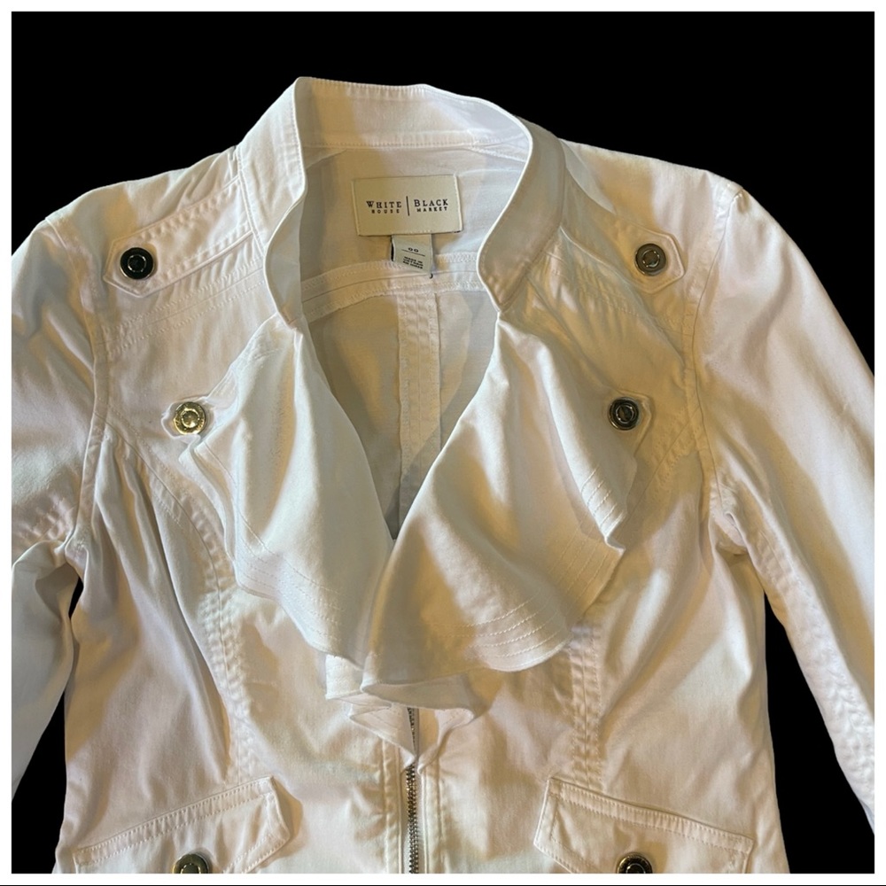 White House Black Market White Ruffle Jacket - Picture 11 of 13